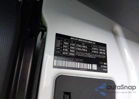 2025 Mercedes-Benz Sprinter 2500 Standard Roof 4-Cyl Diesel from USA, damaged, VIN W1Z4KFHY9SP788383